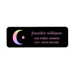 Rainbow Crescent Moon und Star Address Label