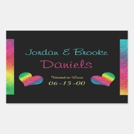 [Rainbow Crinkle Wedding] Heart Butterfly Black Rechteckiger Aufkleber