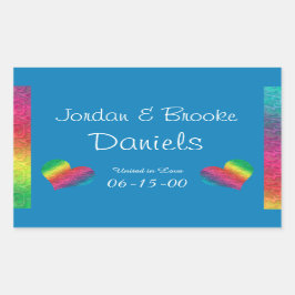 [Rainbow Crinkle Wedding] Heart Butterfly Blue Rechteckiger Aufkleber