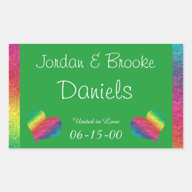 [Rainbow Crinkle Wedding] Heart Butterfly Green Rechteckiger Aufkleber (Vorderseite)