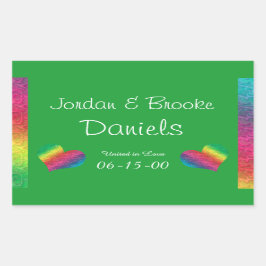 [Rainbow Crinkle Wedding] Heart Butterfly Green Rechteckiger Aufkleber