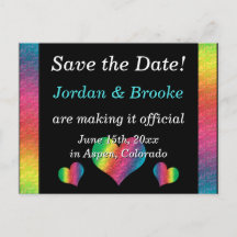 [Rainbow Crinkle Wedding] Herz Postcard Black