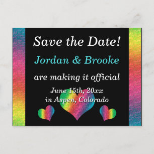 [Rainbow Crinkle Wedding] Herz Postcard Black Ankündigungspostkarte