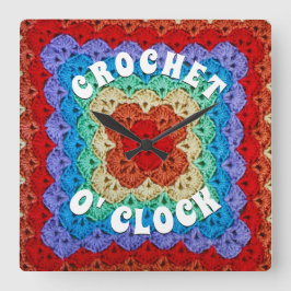 Rainbow Crochet Quadratische Wanduhr