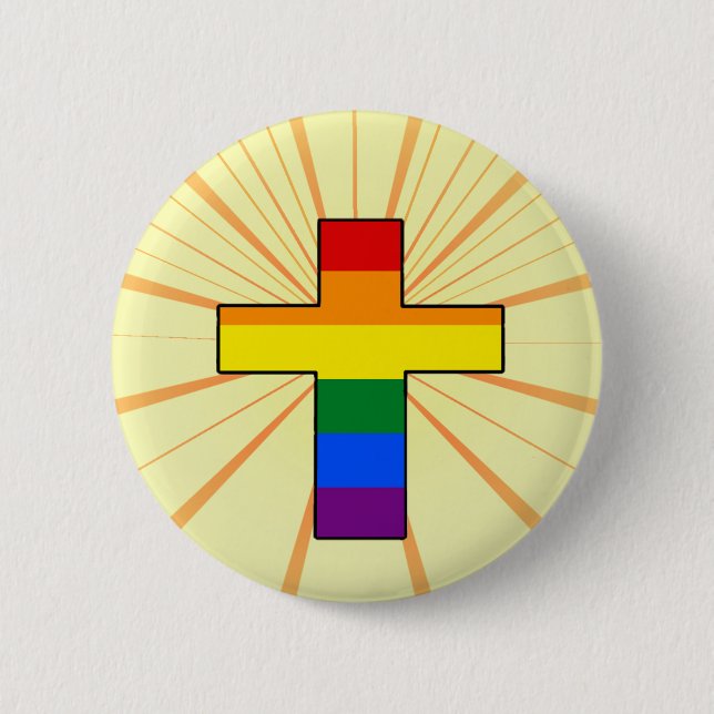 Rainbow Cross Round Button (Vorderseite)