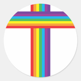 Rainbow CROSS Runder Aufkleber