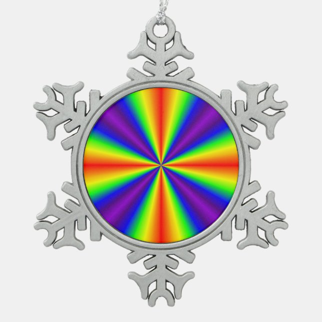 Rainbow Cross Schneeflocken Zinn-Ornament (Vorderseite)