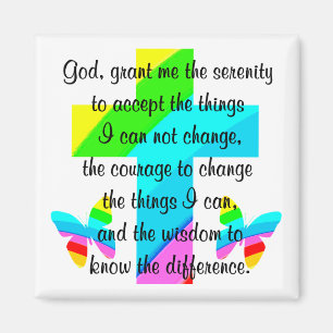 RAINBOW CROSS UND BUTTERFLY SERENITY PRAYER DESIGN MAGNET