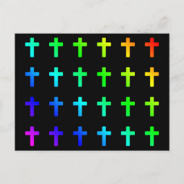 Rainbow Crosses Colors Multicolor Christlich Cross Postkarte