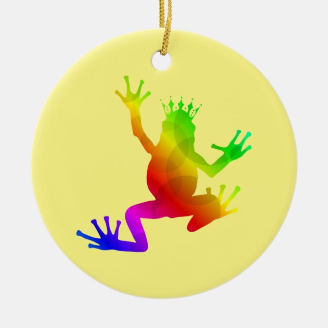 Rainbow Crowned Frog Keramik Ornament (Vorne)
