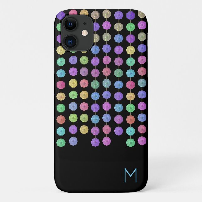 Rainbow Crystal Strands Monogram Phone Case (Rückseite)