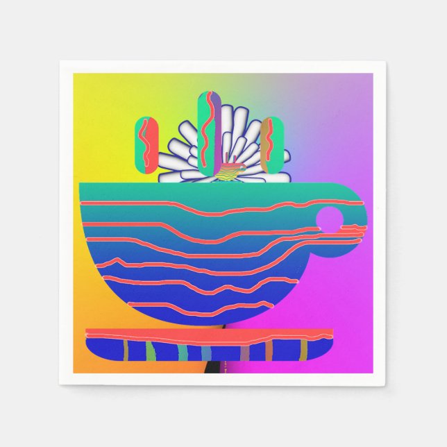 Rainbow Cup Saucer Partys Cocktail Serviette (Vorderseite)