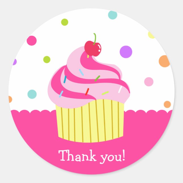 Rainbow Cupake Birthday Vielen Dank, dass Sie Stic Runder Aufkleber (Vorderseite)