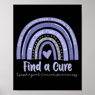 Rainbow Cure Hope Fight Strength Esophageal Cancer Poster