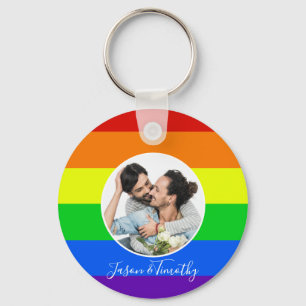 Rainbow Custom Couple Foto LGBTQ Jubiläumsgeschenk Schlüsselanhänger