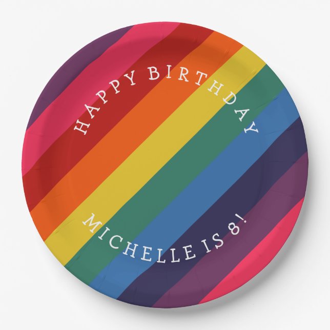 Rainbow Custom Paper Plate mit dem Text Pappteller (Vorderseite)
