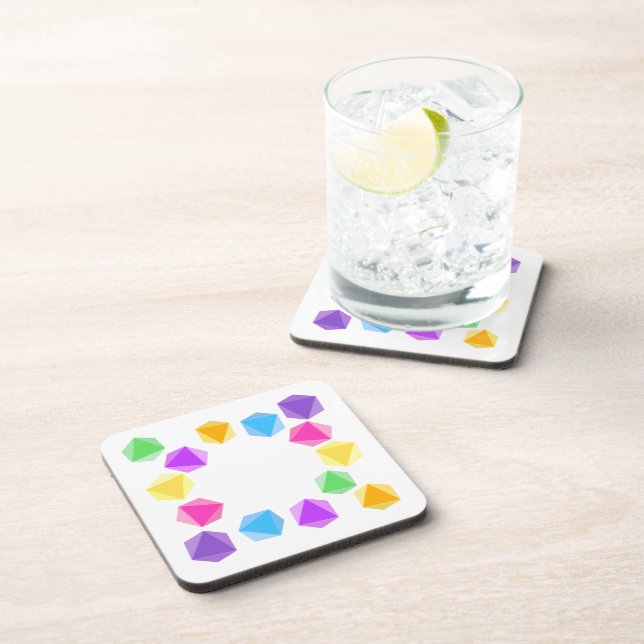 Rainbow D8 Dice Drink Coasters Getränkeuntersetzer (Rechte Seite)
