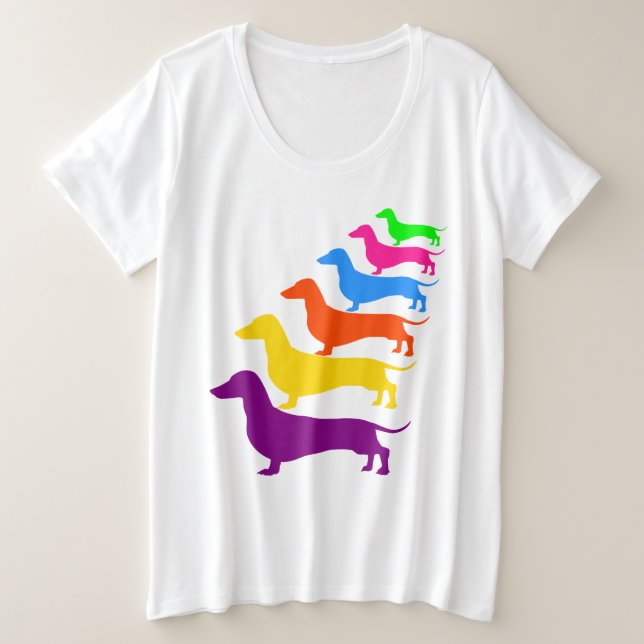 Rainbow-Dackel-Shirt Große Größe T-Shirt (Design vorne)