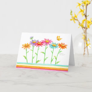 Rainbow Daisies Blank Note Card Grußkarte Karte