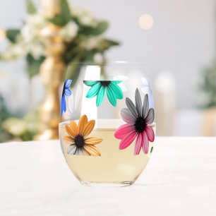 Rainbow Daisies Weinglas Ohne Stiel