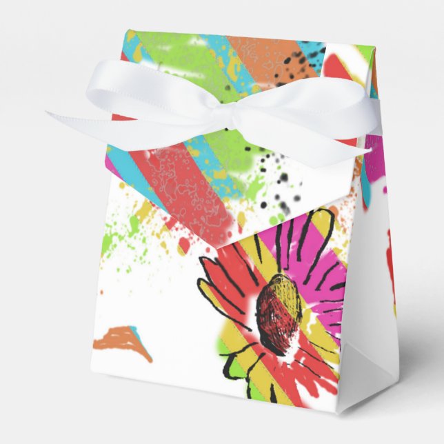 Rainbow Daisy Strip Design Geschenkschachtel (Vorderseite)