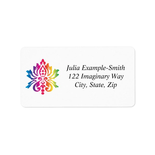 Rainbow Damask Custom Adressaufkleber (Vorne)