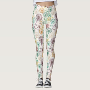 Rainbow Dandelion Breeze - Whimsisches Floral Leggings
