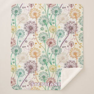 Rainbow Dandelion Breeze - Whimsisches Floral Sherpadecke