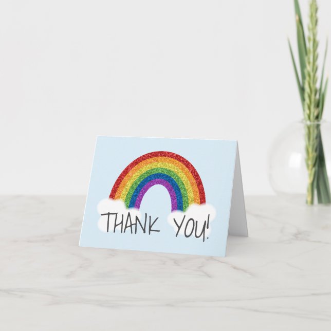 Rainbow Danke You Cards Glitzer Rainbows (Vorderseite)