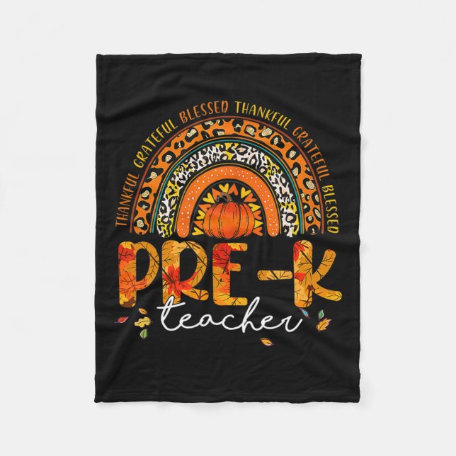 Rainbow Dankeschön Pre-K Teacher Fall Erntedank Fleecedecke (Vorderseite)
