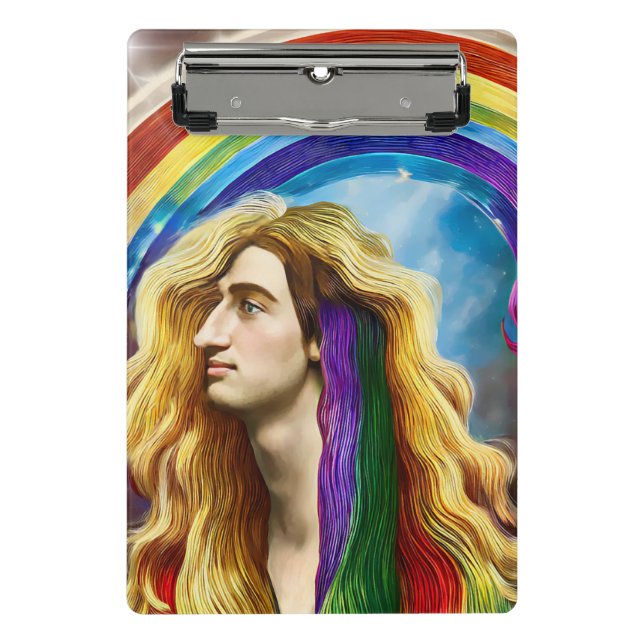 Rainbow Deity Man of All Liebe Fantasy Art Mini Klemmbrett (Vorderseite)