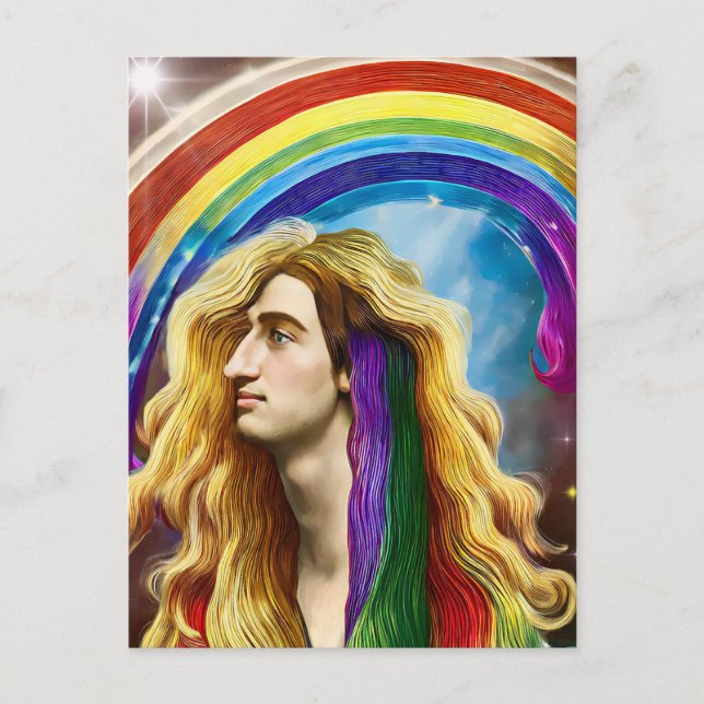 Rainbow Deity Man of All Liebe Fantasy Art Postkarte (Vorderseite)