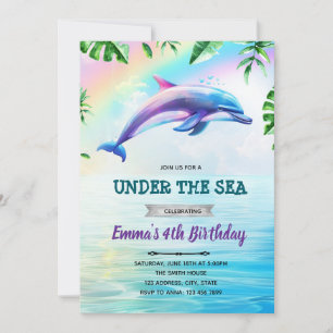 Rainbow-Delphin - Einladung zum Geburtstag