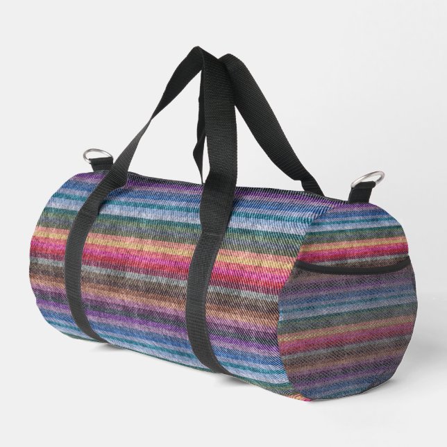 Rainbow Denim Pattern Duffle Bag (Rechte Ecke)