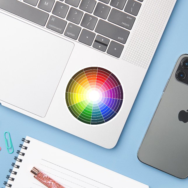 Rainbow des Artist Color Wheels Aufkleber (Laptop mit iPhone)