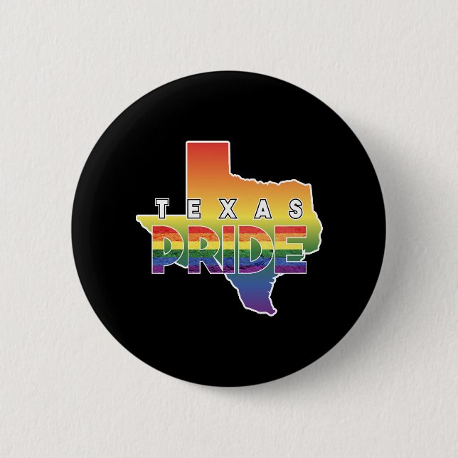 Rainbow Design Texas Map für stolze LGBT+ Texan Button (Vorderseite)
