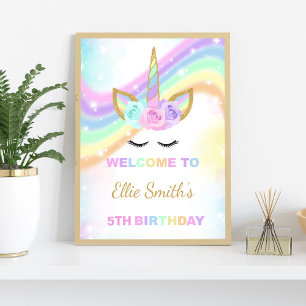 Rainbow Design Unicorn Begrüßungszeichen Poster
