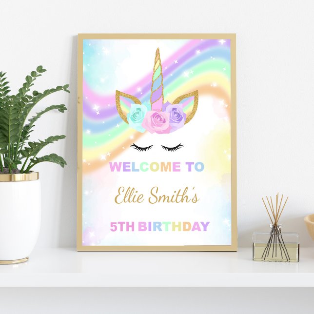 Rainbow Design Unicorn Begrüßungszeichen Poster (Rainbow Design Unicorn Welcome Signs)