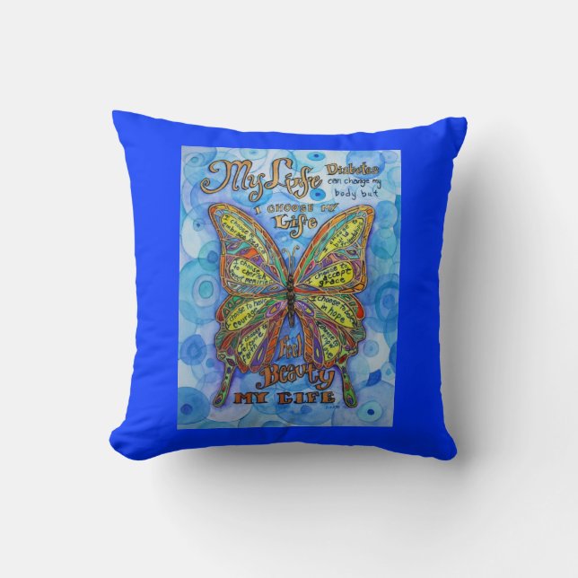 Rainbow Diabetes Butterfly Unterstützende Gedichtk Kissen (Vorderseite)