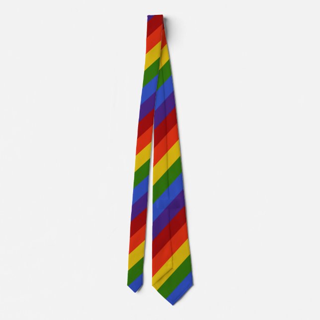 Rainbow Diagonal Stripe Neck Tie Krawatte (Rückseite)