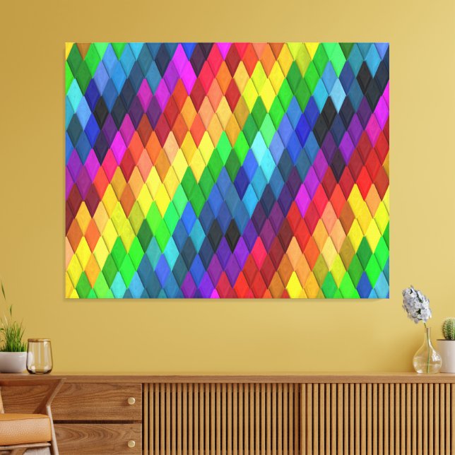 Rainbow Diamond Geometric Muster Leinwanddruck (Insitu (Wohnzimmer))