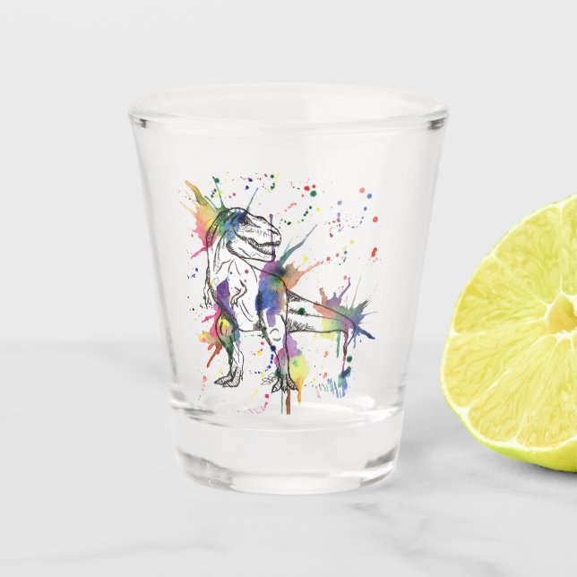 Rainbow Dinosaur Tyrannosaurus  Schnapsglas (Vorderseite)
