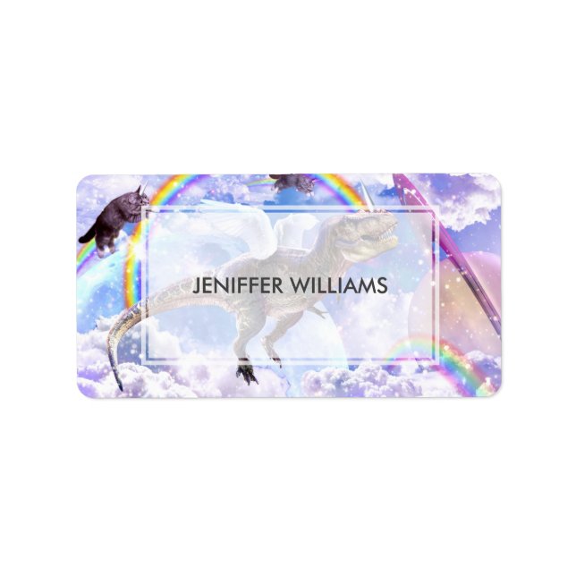 Rainbow-Dinosaurier-Einhorndinocorn Adressaufkleber (Vorne)