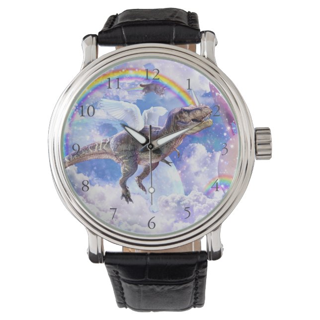 Rainbow-Dinosaurier-Einhorndinocorn Armbanduhr (Vorderseite)