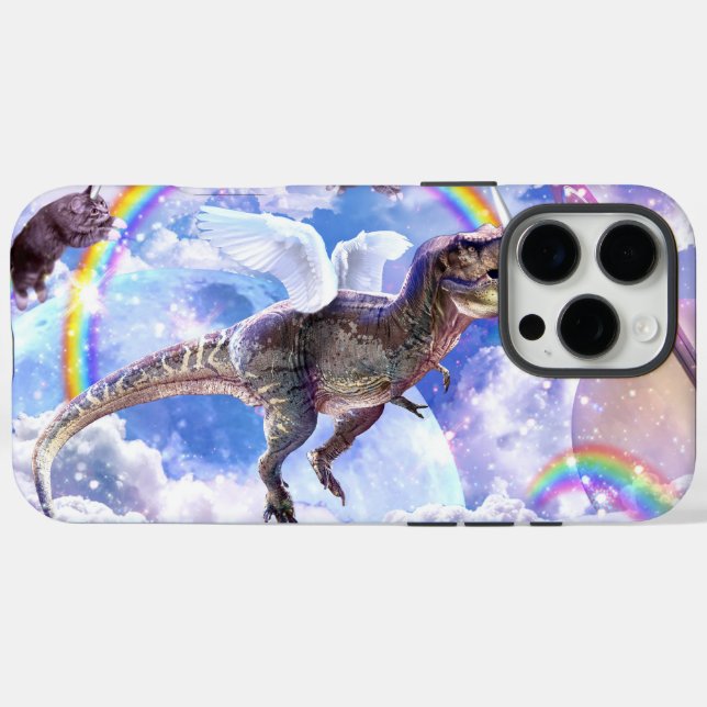 Rainbow-Dinosaurier-Einhorndinocorn iPhone 16 Pro Max Hülle (Rückseite (Horizontal))