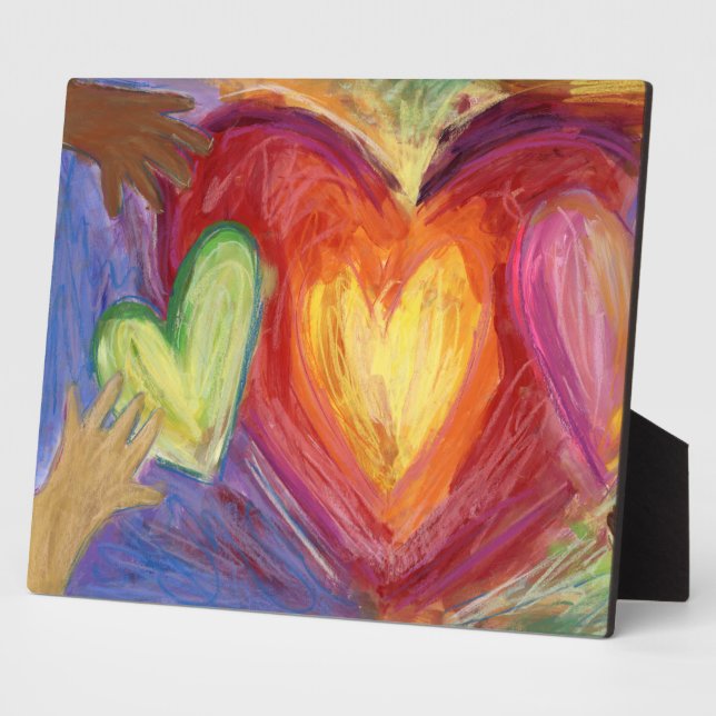 Rainbow Diversity Love Hearts Art DEI Plaque (Côté)