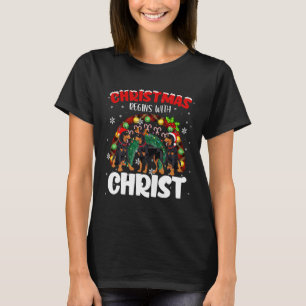Rainbow Doberman Dog Lover Christmas T-Shirt
