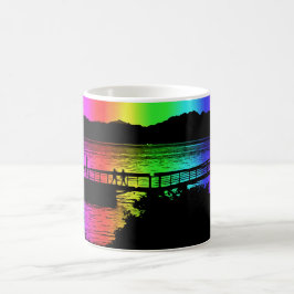 Rainbow Dock Silhouettes Coffee Cup and Mug