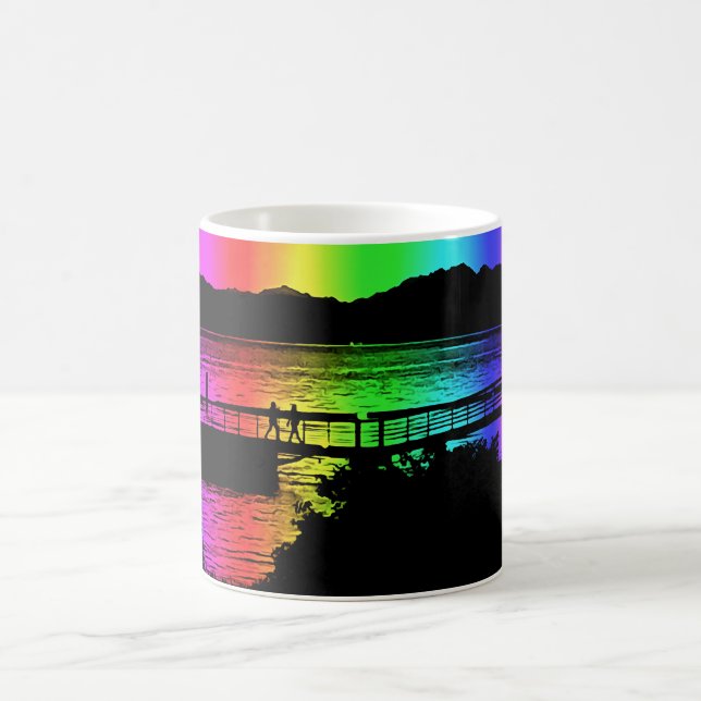 Rainbow Dock Silhouettes Coffee Cup and Mug (Centre)