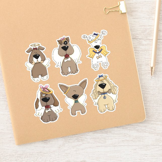 Rainbow Dog Angel Stickers Aufkleber (Notizbuch)